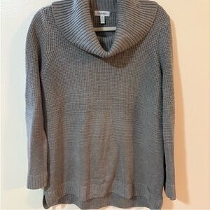 Calvin Klein Gray Knitted Ribbed Cowl Neck Sweater Size M